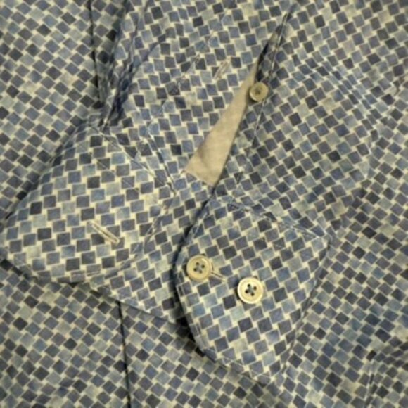Bugatchi Blue Geometric Print Long Sleeve Button-Up Shirt - Size XXL - Picture 5 of 9